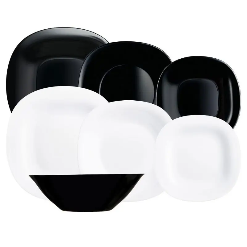 VAJILLA 19PZAS CARINE BLANCO Y NEGRO LUMINARC