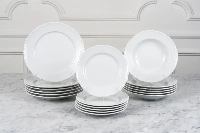 Vajilla Blanca Con Relieve Basic 6 Personas