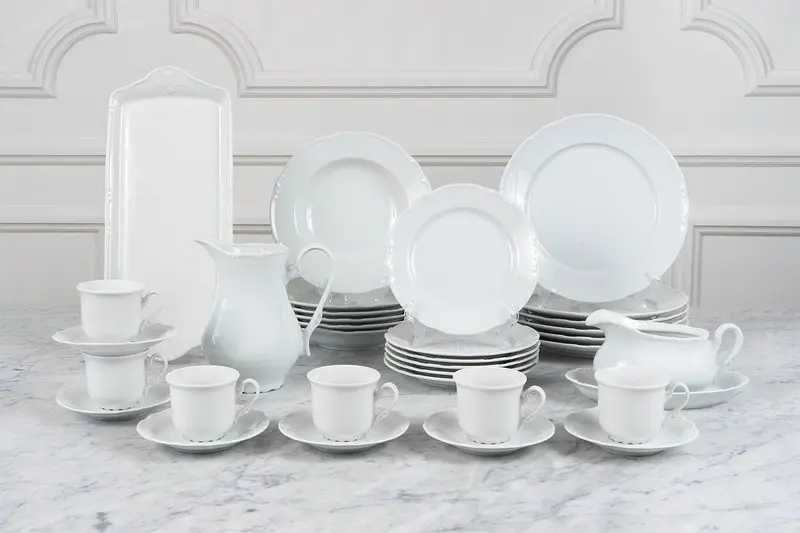 Vajilla Blanca Con Relieve Completa 6 Personas