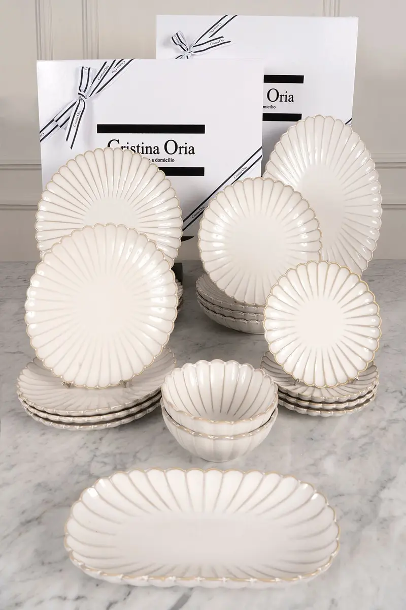 Vajilla Blanca Flor Premium