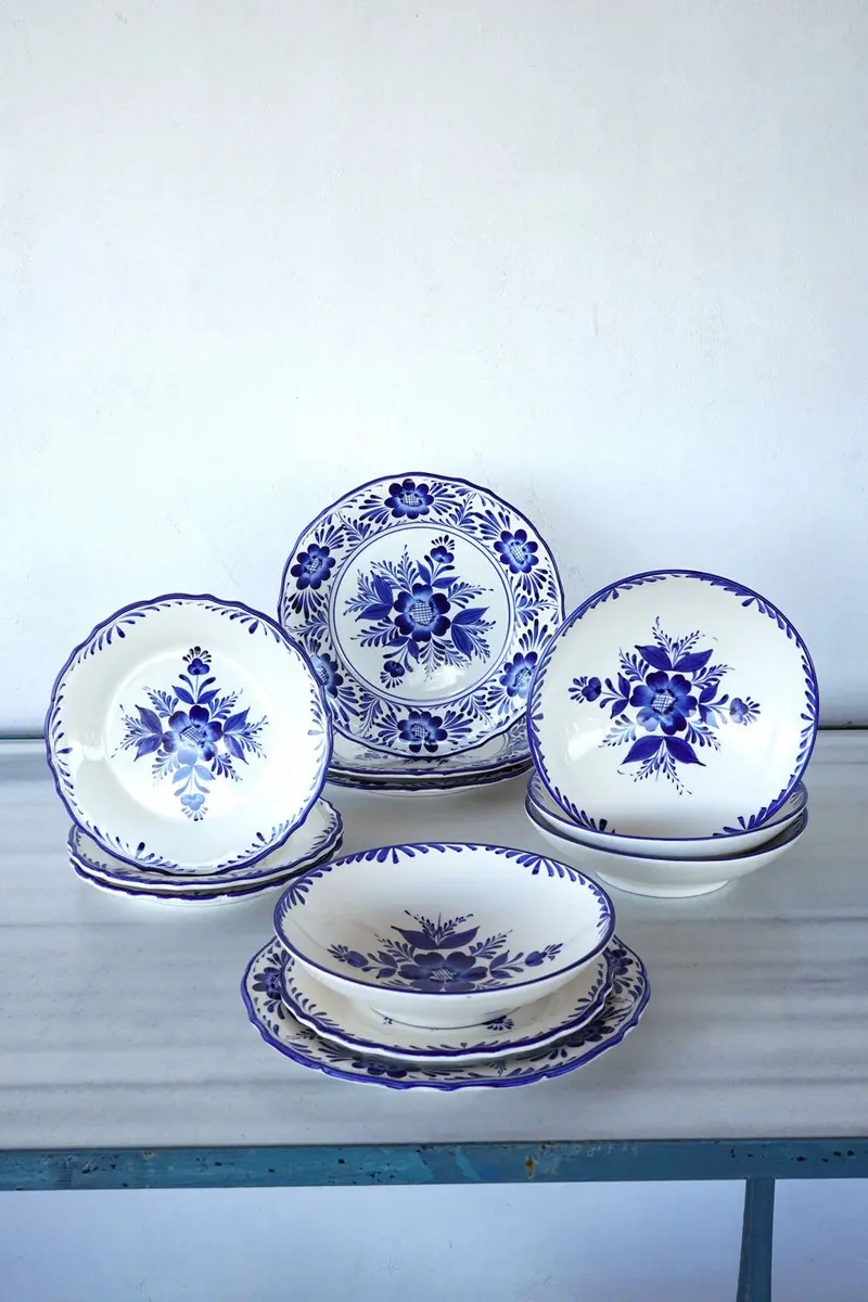 Vajilla Flores Azules Cuatro Personas
