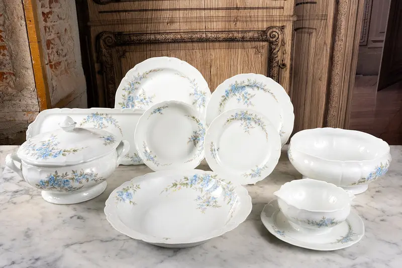 Vajilla Limoges Flores Celestes 65 Piezas