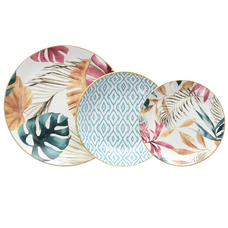 VAJILLA MADISON TROPICAL 18 PIEZAS