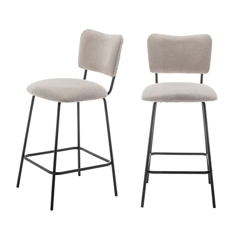 VANDER - Lote de 2 sillas de bar de tela y metal H65cm
