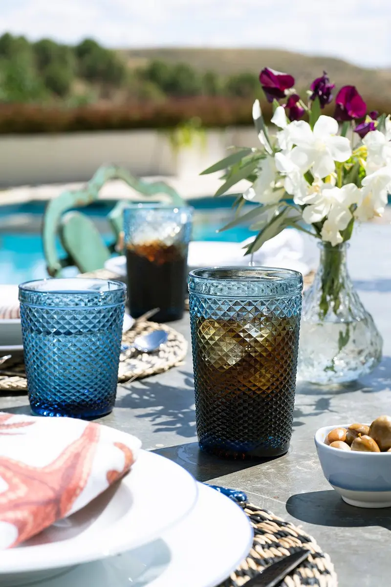 Vaso Cristal Alto Azul Oscuro Picos