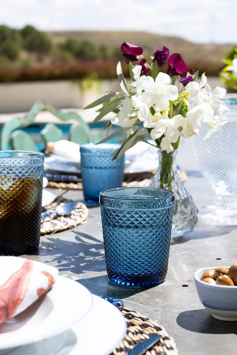 Vaso Cristal Azul Oscuro Picos