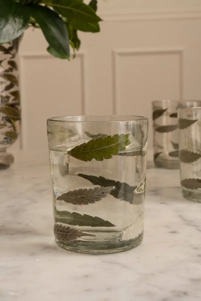 Vaso Cristal Hojas Otoño