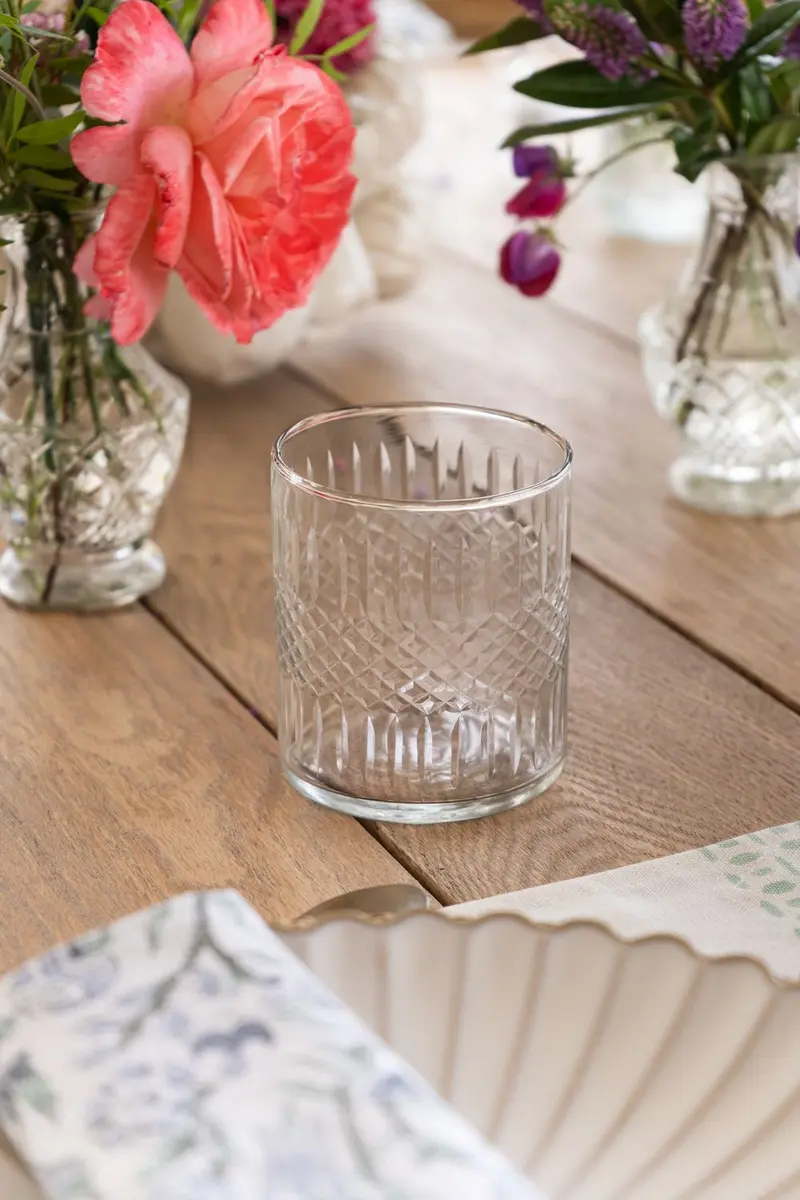 Vaso Cristal Tallado Rombos