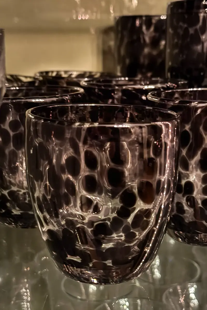 Vaso De Cristal Con Diseño Moteado Negro