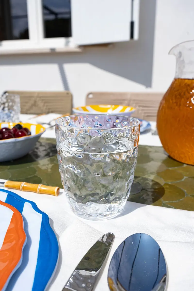 Vaso Transparente Acrílico Con Diseño En Relieve
