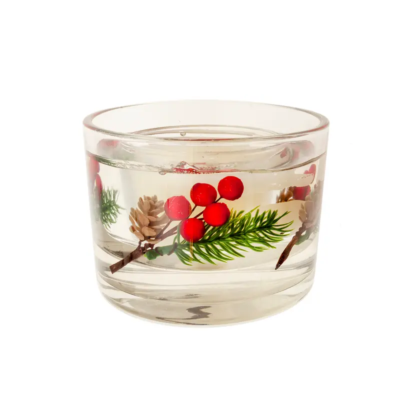 Vaso vela gel decoración acebo