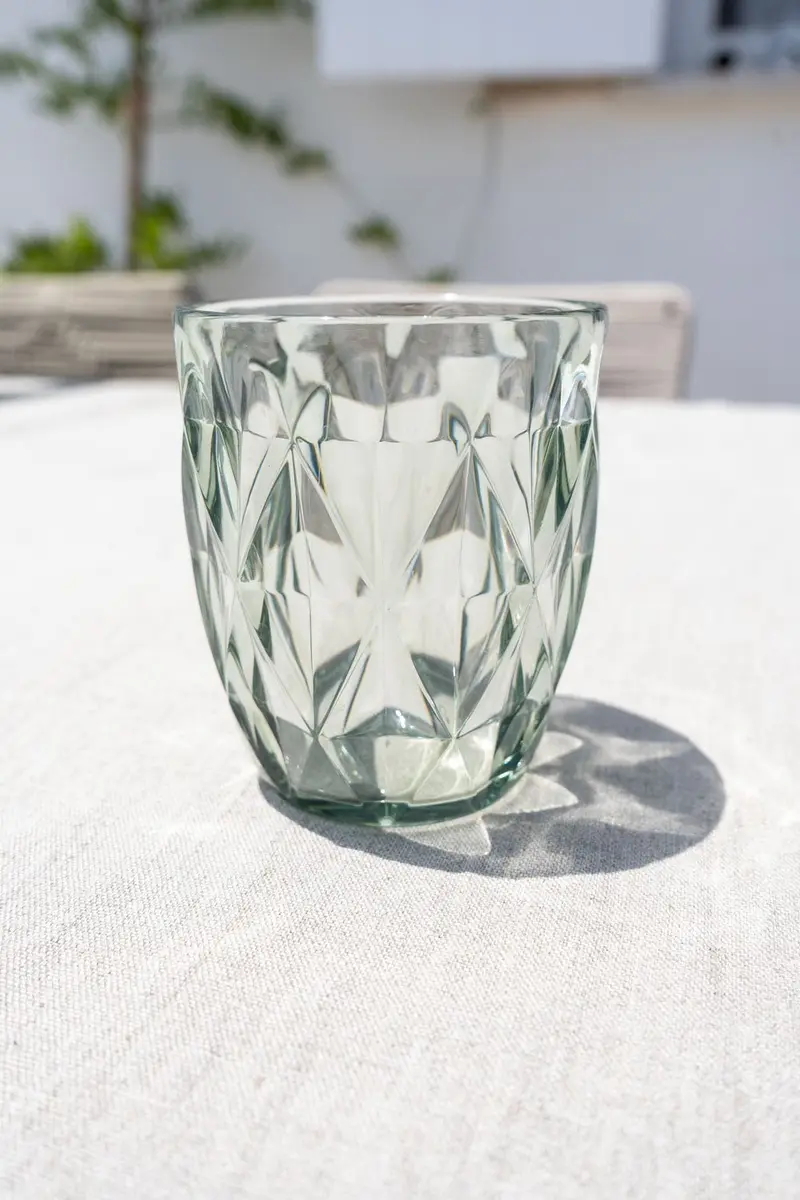 Vaso Verde Acrílico Con Diseño De Rombos