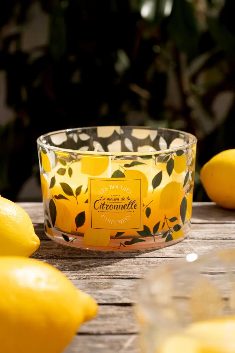 Vela De Tres Mechas Con Aroma A Citronela