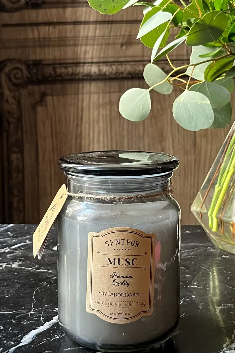 Vela Grande Perfumada Con Frasco Y Tapa De Vidrio