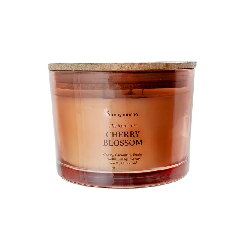 Vela Perfumada Cherry Blossom · Aroma Floral Relajante ·  3 mechas de 320 g