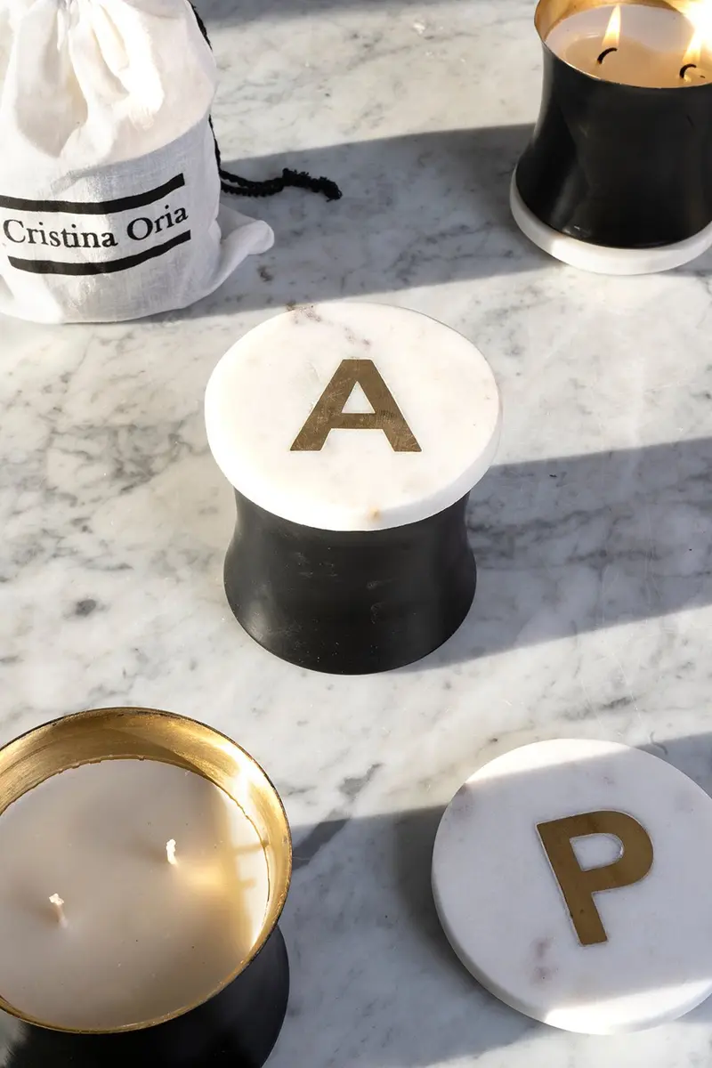 Velas Con Tapa De Mármol Iniciales