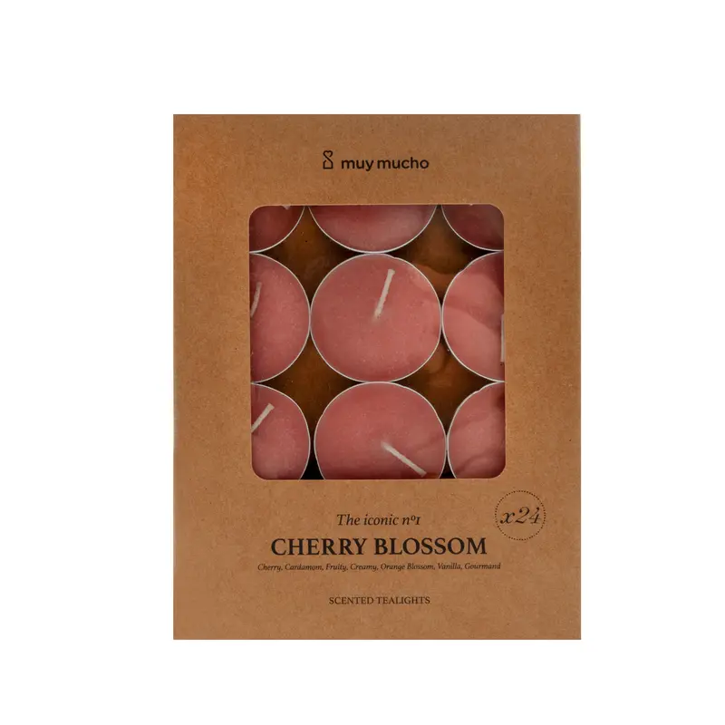Velas de Té Perfumadas Cherry Blossom Pack de 24 Unidades