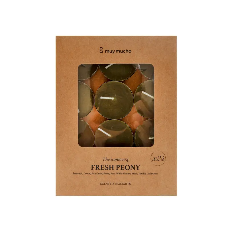 Velas de Té Perfumadas Fresh Peony Pack de 24 Unidades