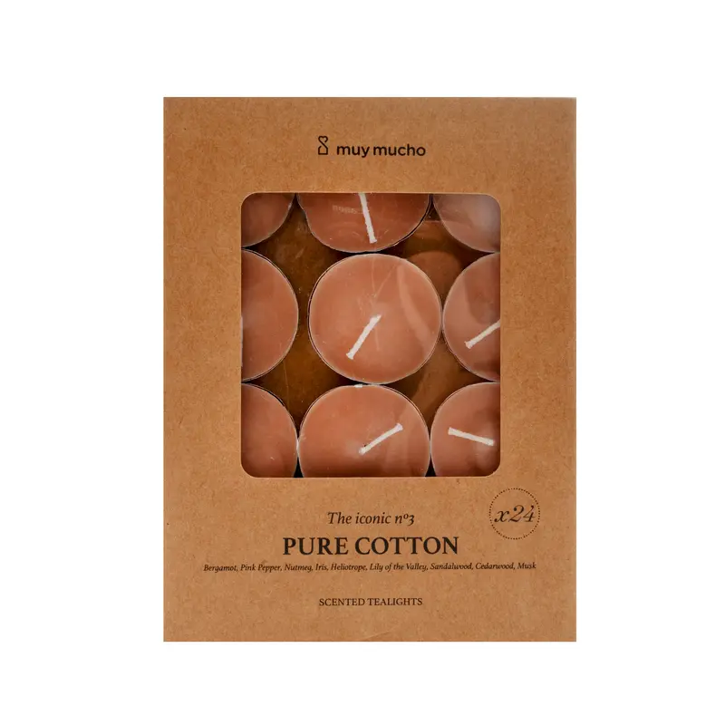 Velas de Té Perfumadas Pure Cotton Pack de 24 Unidades