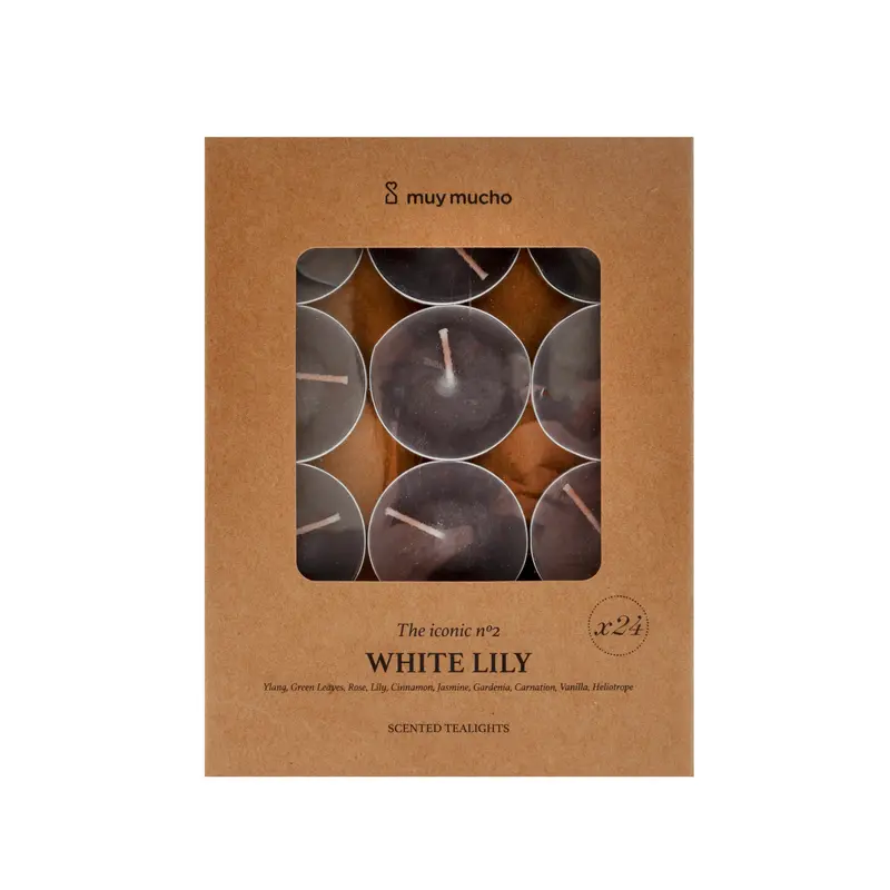 Velas de Té Perfumadas White Lily Pack de 24 Unidades