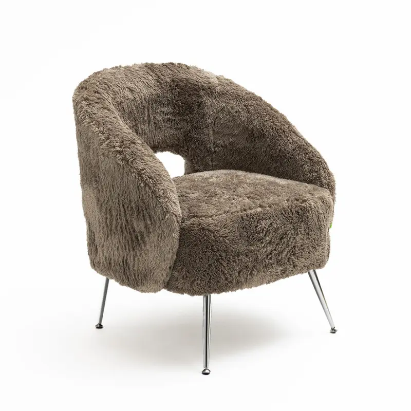 Verno - Sillón de imitación de piel sintética con patas de cromo