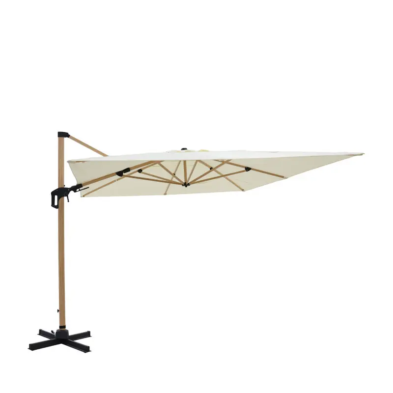 Veya - Parasol rectangular desplazado de aluminio con efecto madera 3x4m