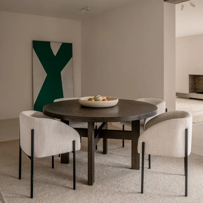 Victor - Mesa de comedor redonda – Ø140 – Madera ahumada - Madera de fresno