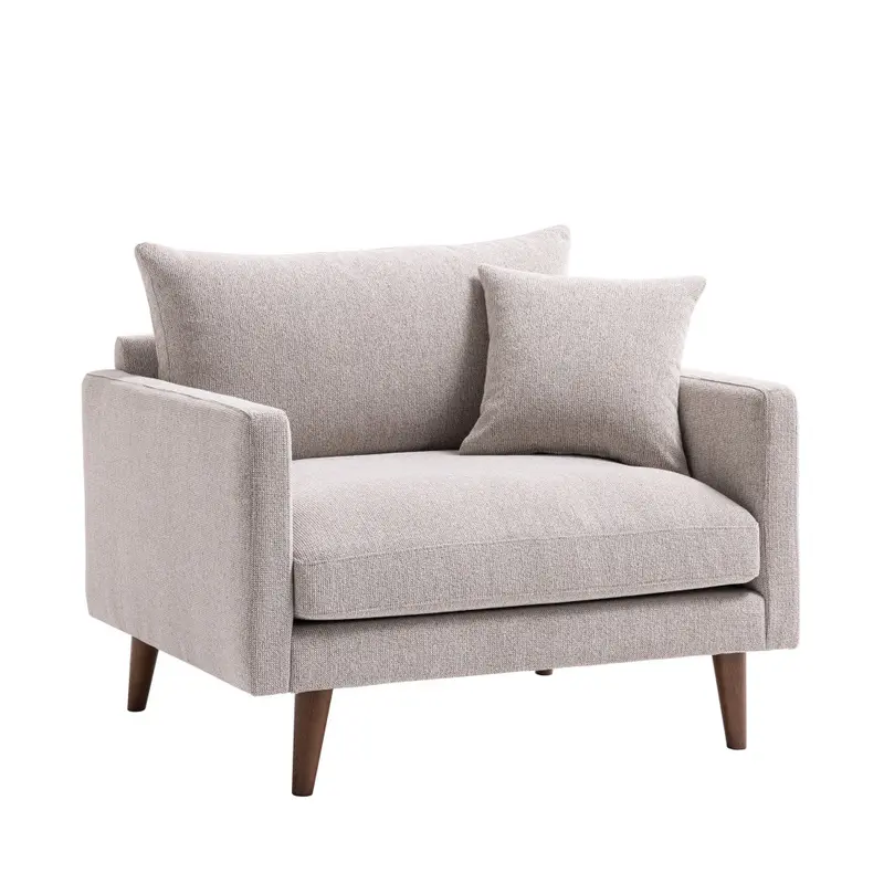 VILLABON - Sillón XL de tela con patas de madera oscura