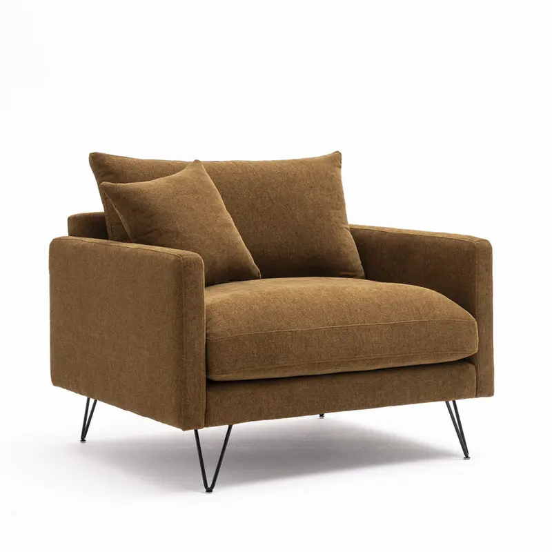 VILLABON - Sillón XL de tela con patas de metal negras