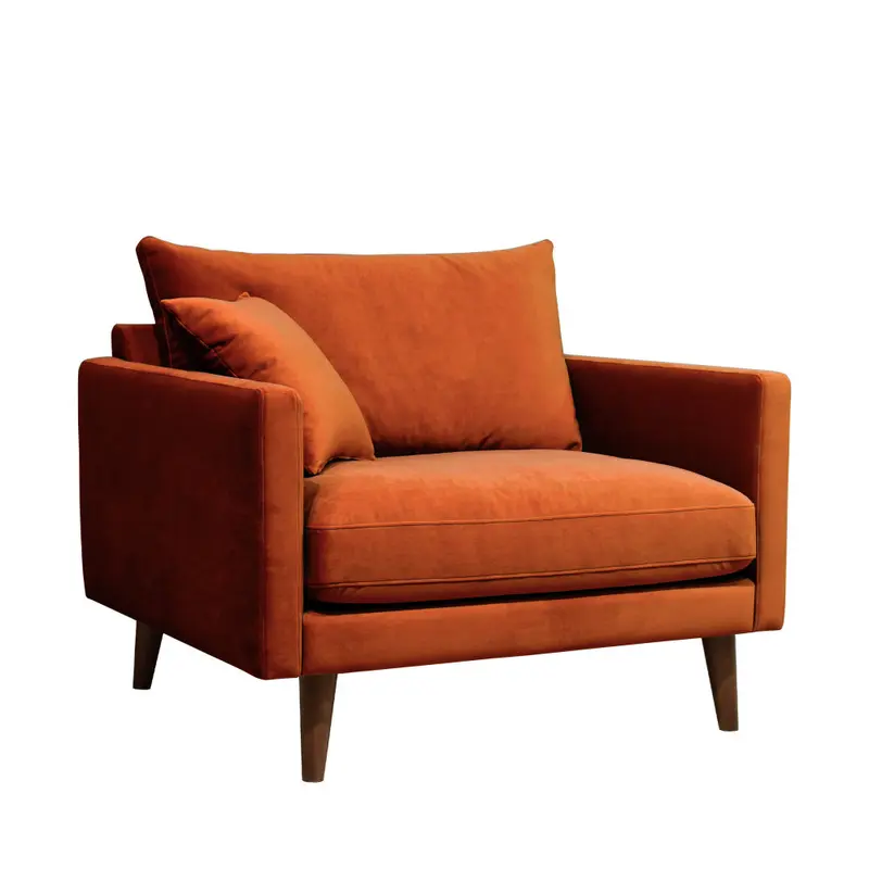 VILLABON - Sillón XL de terciopelo con patas de madera oscura