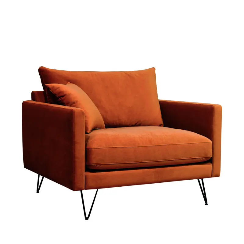 VILLABON - Sillón XL de terciopelo con patas metalicas negra