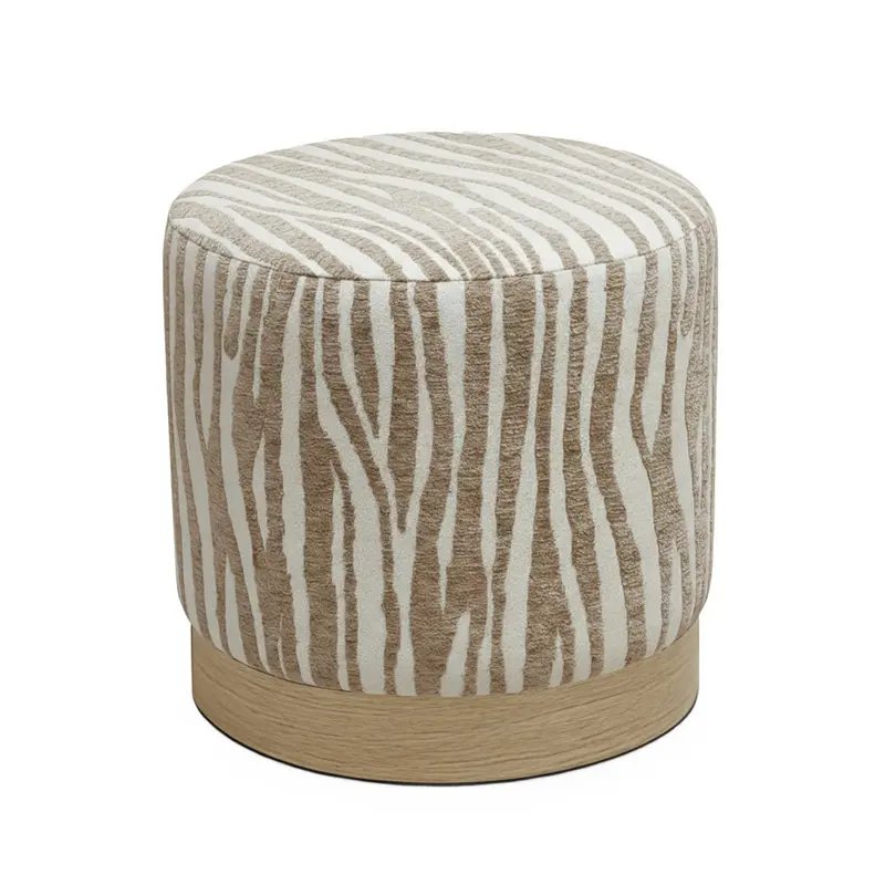 Wild - Puf redondo de tela con estampado de cebra ø 40 cm