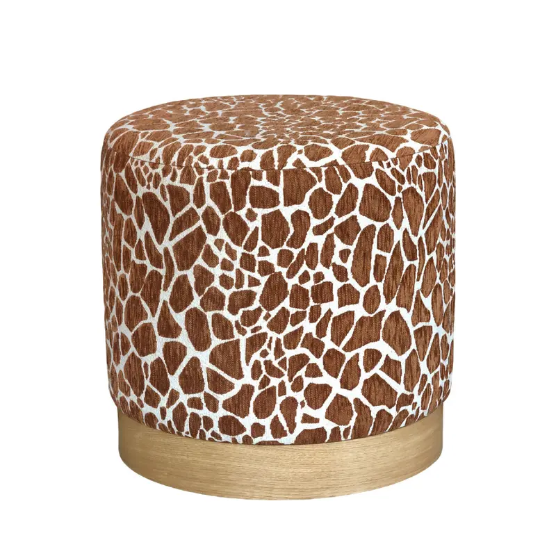 Wild - Puf redondo de tela con estampado de jirafa ø 40 cm