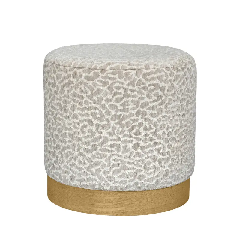 Wild - Puf redondo de tela con estampado de leopardo ø40cm