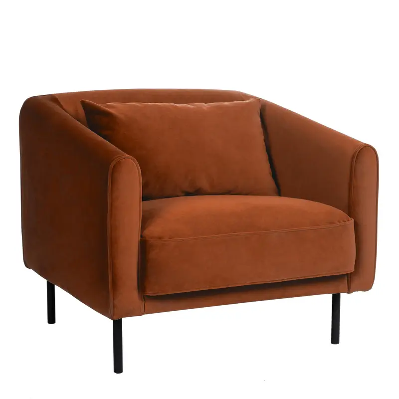 WINSEN - Sillón de terciopelo con patas rectas de metal