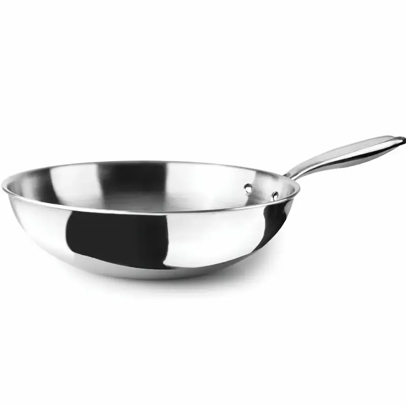 Wok Ibili Triply Natural 30cm — Tricapa Inox | Sin PFAS | Inducción