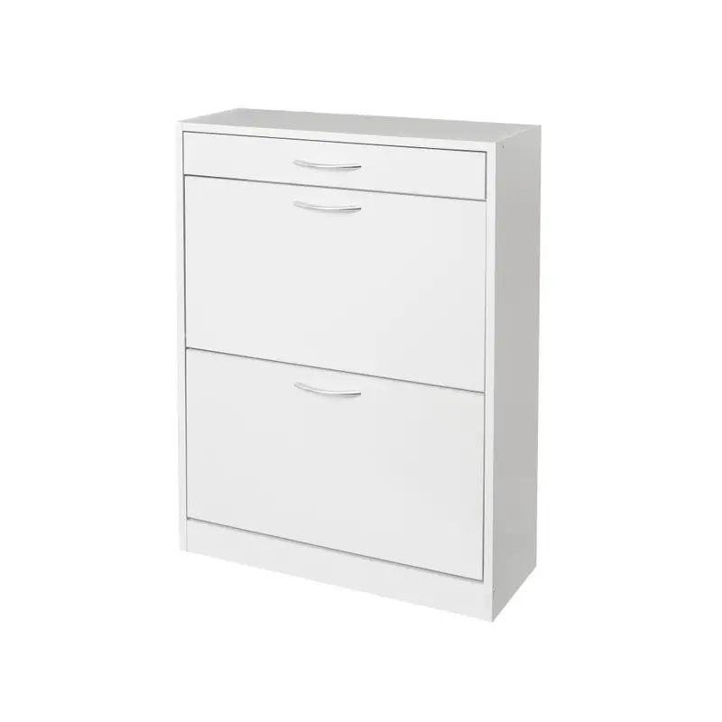 Zapatero de estilo moderno con cajón y 2 puertas blanco de 60x24x80 cm.